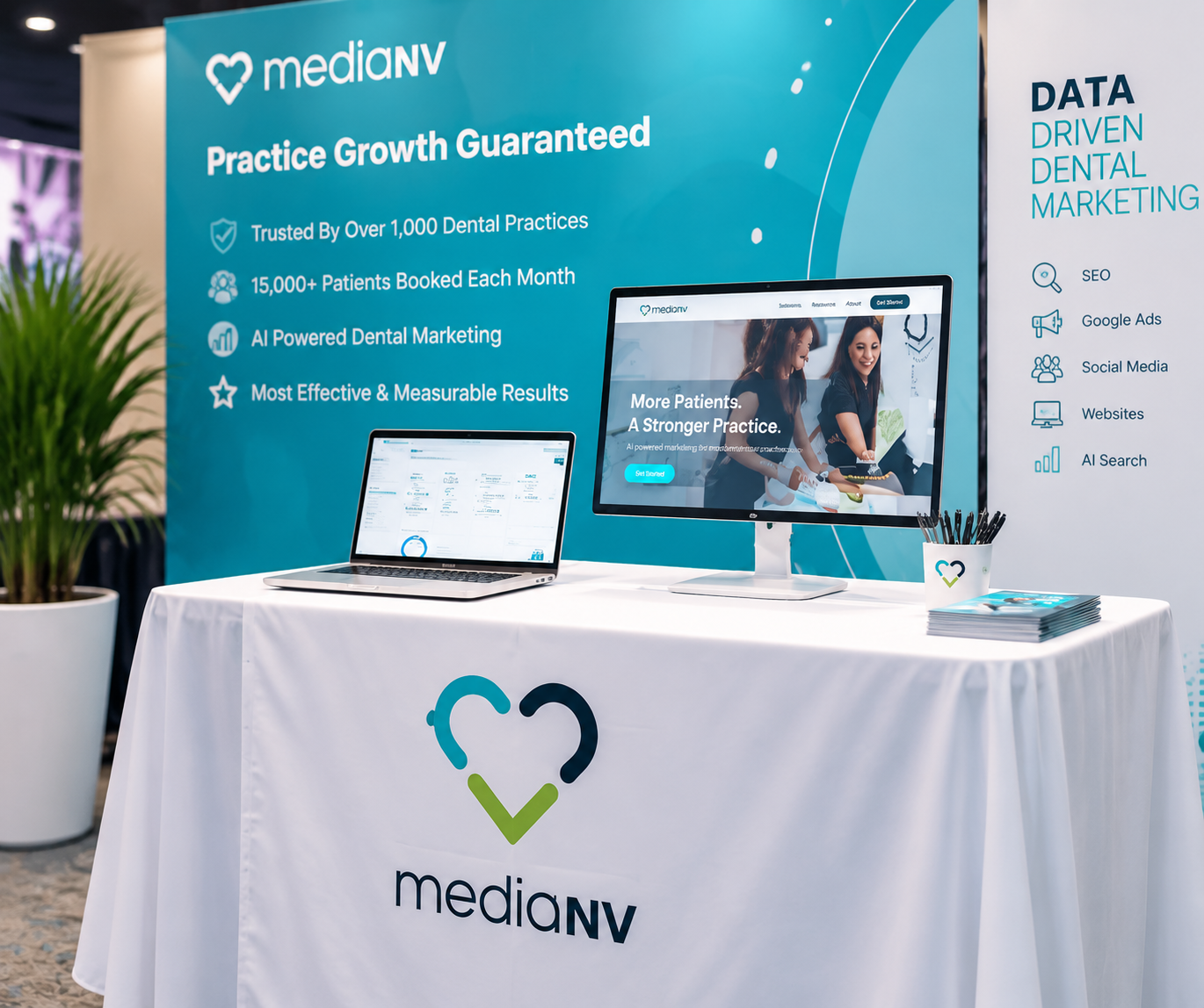 MediaNV booth at a dental conference